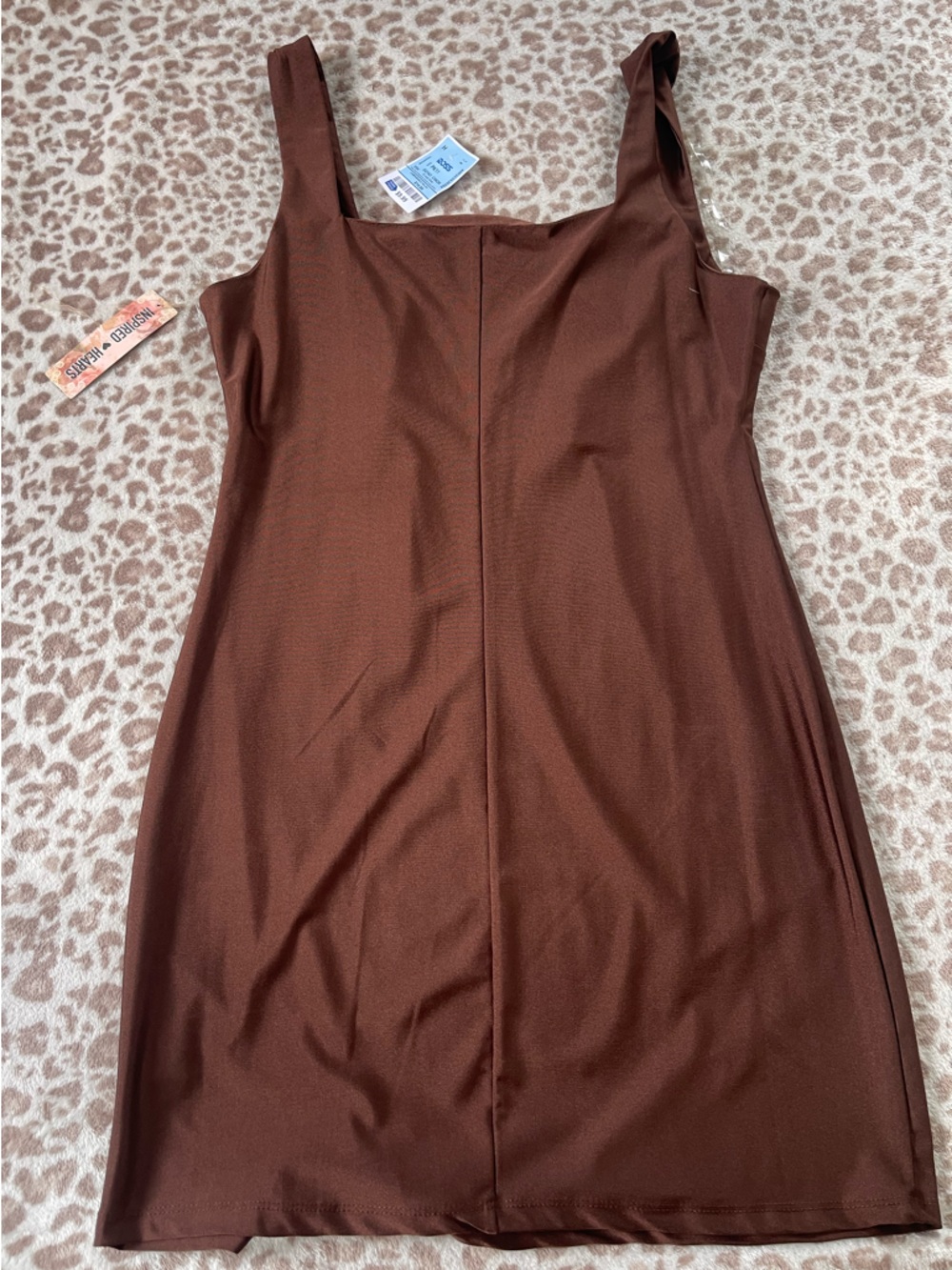 Chocolate Brown Square Neck Tank Dress - Picture 2 of 5